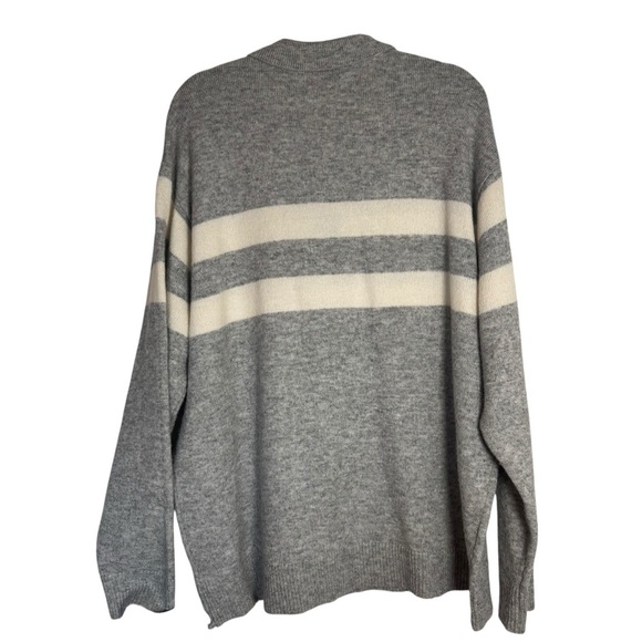 American Eagle Outfitters Men’s Gray and Cream Striped Polo XXL Sweater - Picture 2 of 6